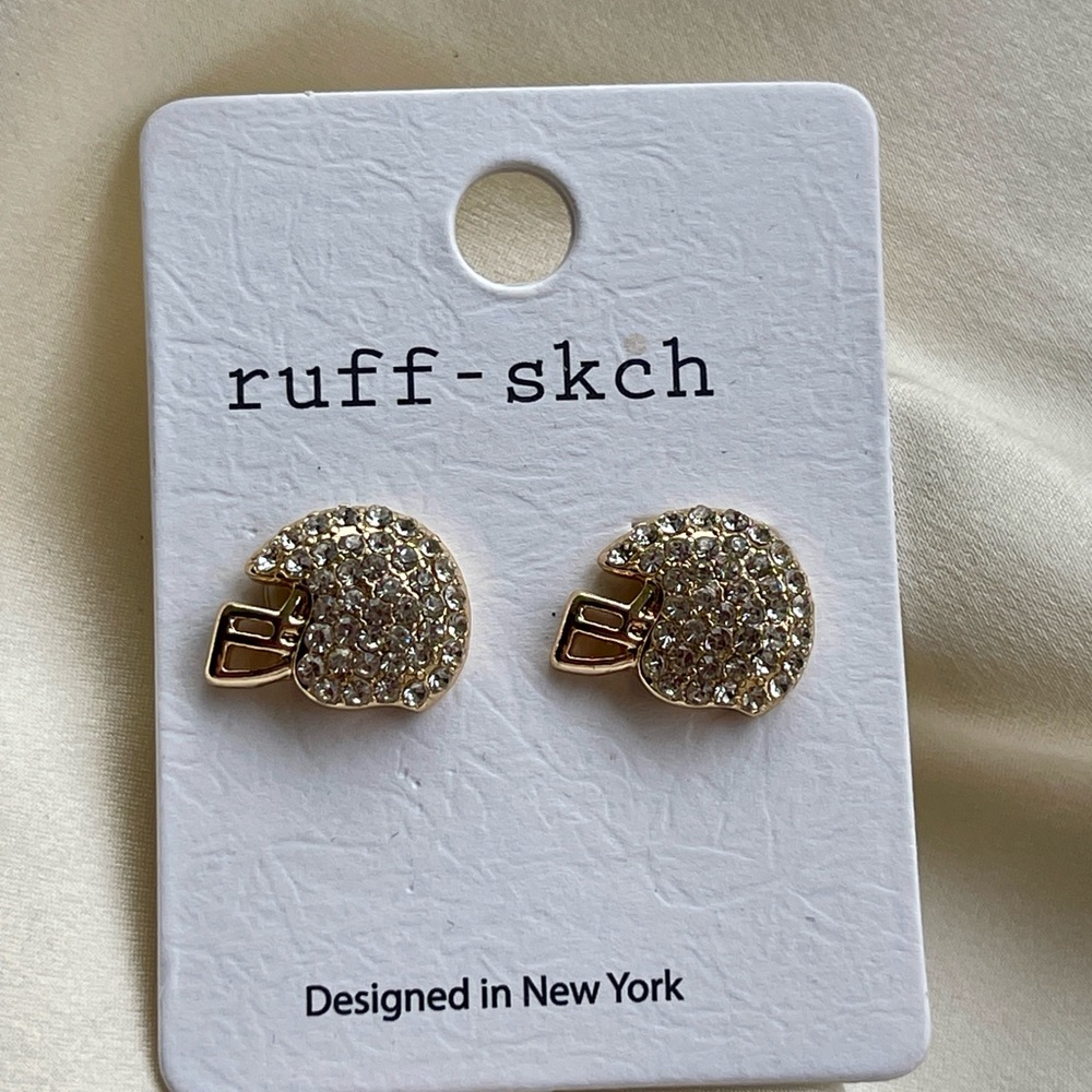 Ruff-skch Gold and Silver Stud Earrings Football
